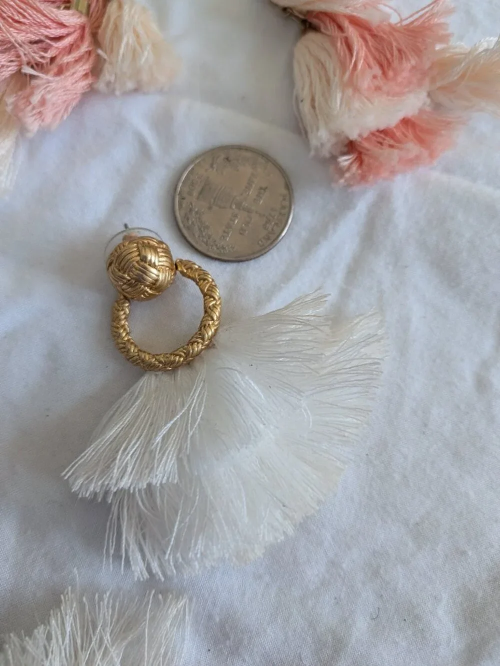 🌸 Two (2) Pairs of Fringe Earrings 1960's Style w/Gold Posts